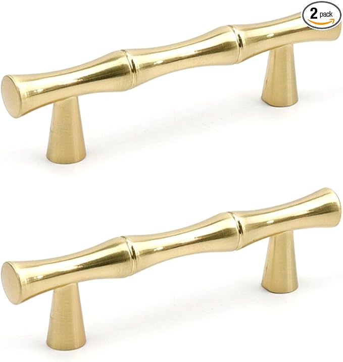 2PCS Bamboo Shape Handle, Zinc Alloy Cabinet Handles, 2.5 Inch Hole Distance by Tighall