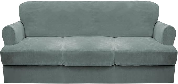 CUCRAF Cushion Sofa Cover 4 Piece Slipcovers, Soft Thick Velvet Couch Cover by CUCRAF