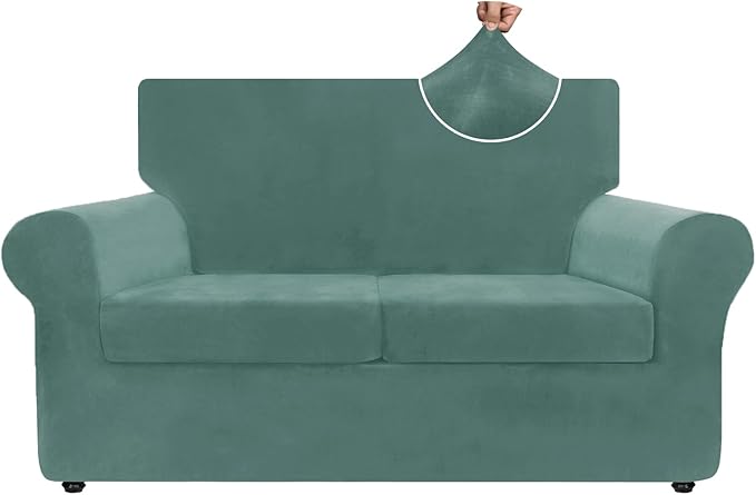 ZNSAYOTX Luxury Velvet Sofa Cover 3 Piece Stretch Loveseat Covers by ZNSAYOTX