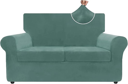 ZNSAYOTX Luxury Velvet Sofa Cover 3 Piece Stretch Loveseat Covers by ZNSAYOTX