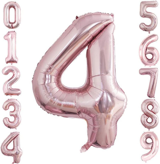GOER 2 Pcs 42 Inch Rose Gold Foil Balloons Number 4,Huge Number Balloons for 4th 44th Birthday Party Supplies Anniversary Decorations