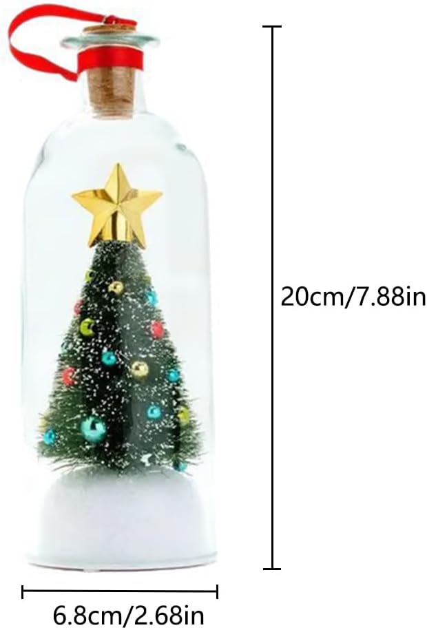 Christmas Tree Message in a Bottle, Recordable Christmas Tree Voice Message Bottle Ornament for Tabletop, Holiday Memories, Snowy Scene in Nostalgic Bottle, Christmas Trees Decoration Gift (1 pcs)