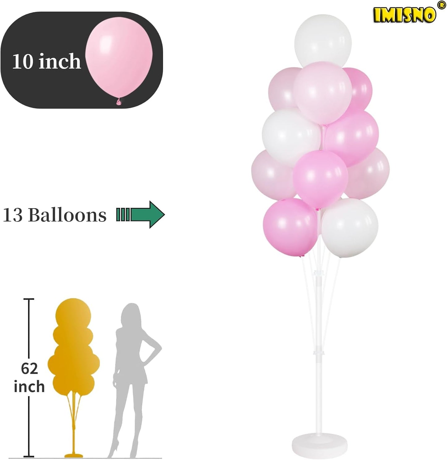 IMISNO Balloon Column Kit for Floor- Set of 2,Balloon Columns with Stand, Base and Pole,Balloon Tower Backdrop Decoration for Wedding, Baby Shower, Birthday Party, or Bachelorette Parties (PINK)