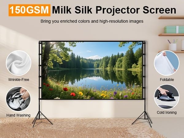 iMounTEK Backdrop Stand with Projector Screen - 16:9 4K HD 100 inch Portable Projector Screen Outdoor Indoor Lightweight Movie Screen with Carry Bag for Wedding Home Backyard Movie Night