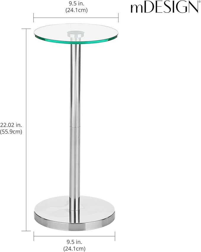 mDesign Side Table — Glass Top Nightstand - Image 3