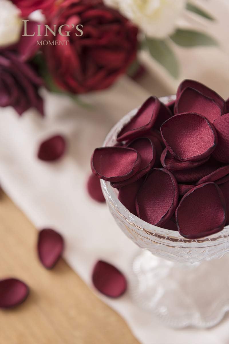 Ling's Moment 200pcs Rose Petals, Silk Flower Petals for Wedding/Aisle/Flower Girl Baskets/Table Centerpiece Décor,etc.Red Burgundy
