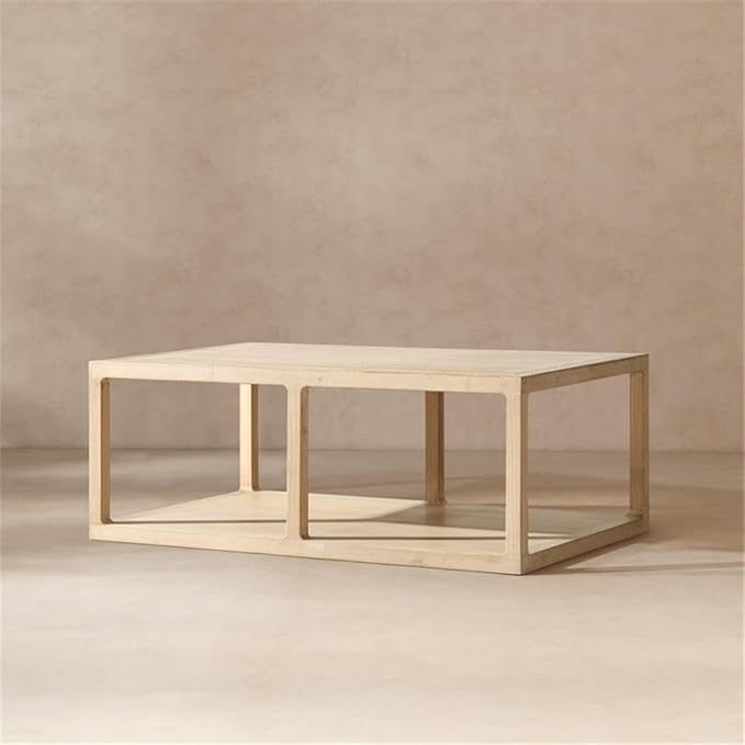 Pemberly Row 48" Open Frame Coffee Table, Reclaimed Pine Wood, Light Natural - Image 2