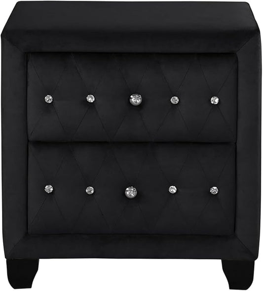 Sophia Modern Style Crystal Tufted 2-Drawer Nightstand Upholstered by MatrixFurnitureGroup
