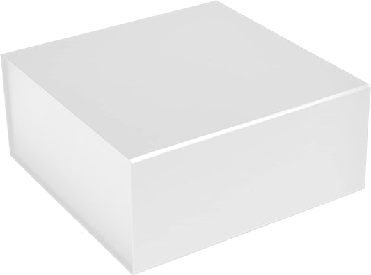 CECOBOX - Gift Boxes with Lids for Presents 6"x6"x2.75" - Matte, Collapsible Magnetic Closure Gift Box - Groomsmen & Bridesmaid Proposal Boxes, Wedding, PR, Birthdays, Holidays (White)