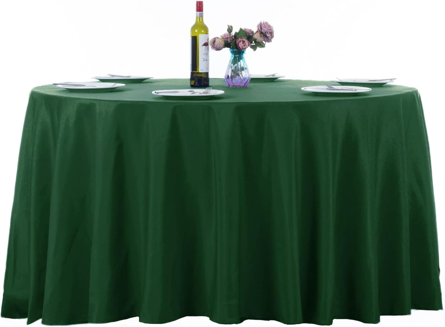 Ascoza 2pack 120 Inch Hunter Round Tablecloth in Washable Polyester Fabric for Wedding/Banquet/Restaurant/Parties
