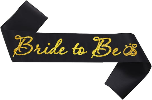 Black Bride to Be Sash for Bridal Shower Bachelorette Party Wedding Hen Party Decorations Engagement Gifts Favors Miss to Mrs Sash with Glitter Letter Gold