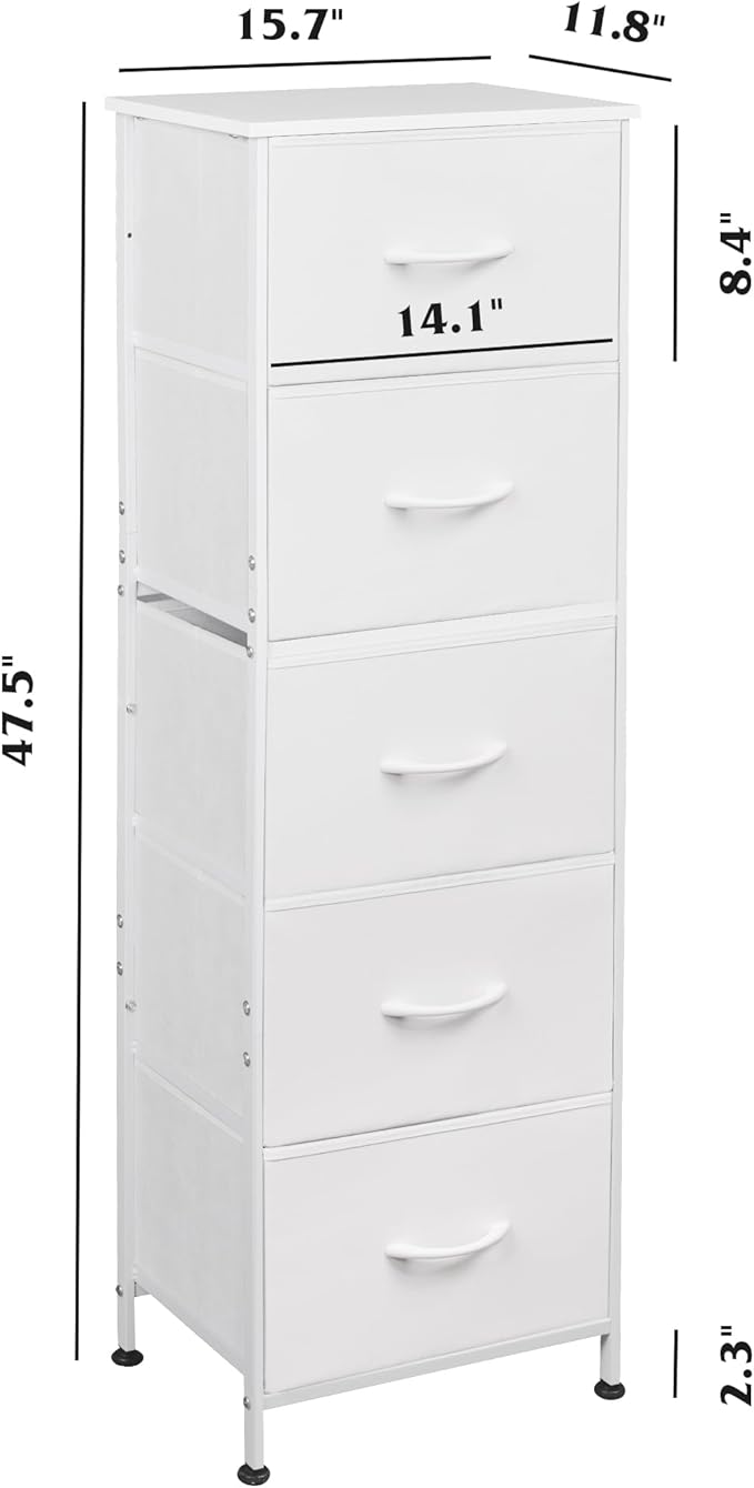 WLIVE Fabric Dresser, 5-Drawer Tall Dressers - Image 3
