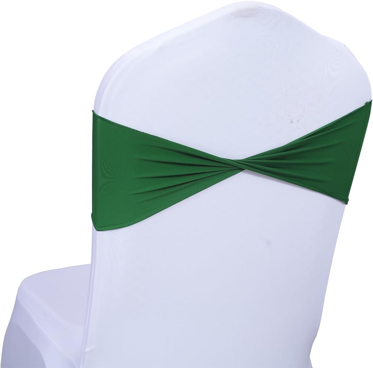 MDS Pack of 150 Spandex Chair Sashes Bows Elastic Stretch Dining Chair Bands Ties Without Slider Buckle Universal fits for Wedding Baby Shower Birthday Party Banquet Event Decoration - Green