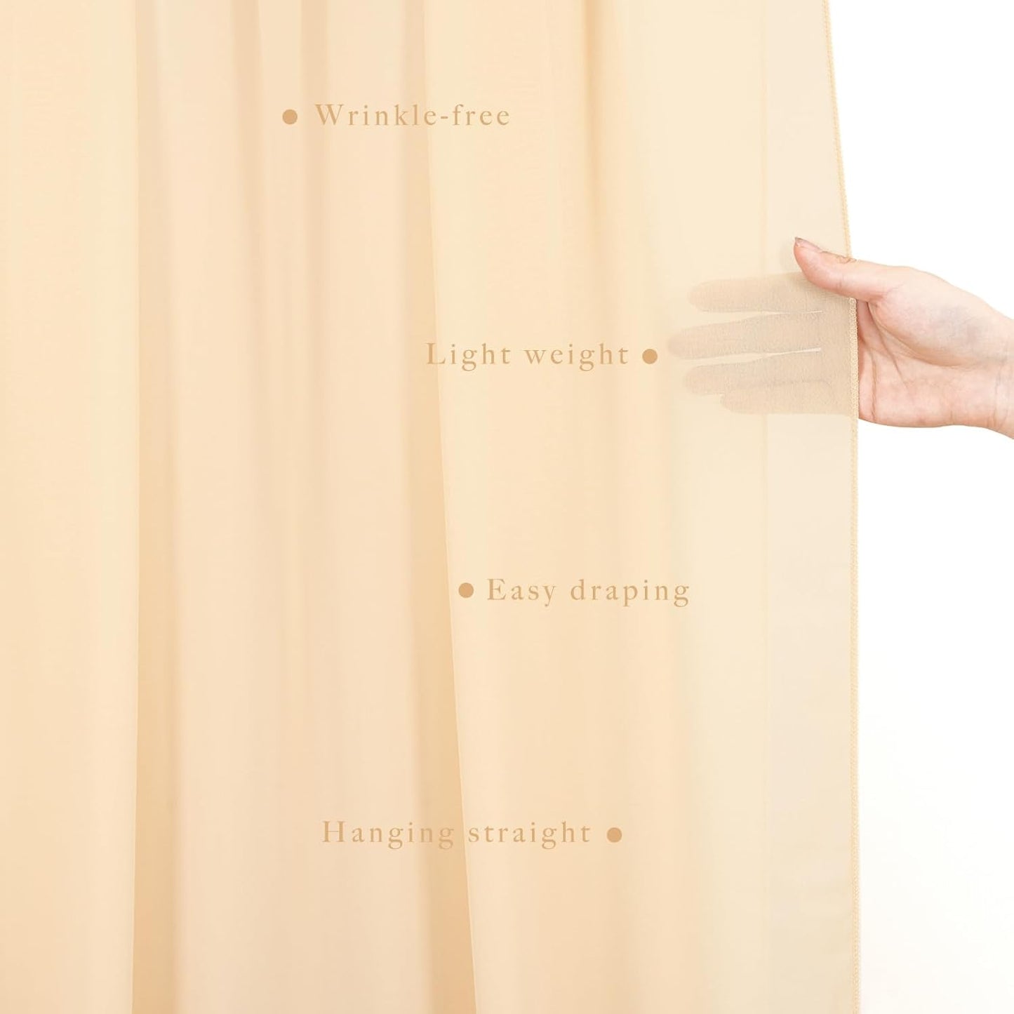 2 Panels Wedding Arch Draping Fabric 20Ft Length x 28" Width Champagne Arch Drapes Chiffon Fabric Sheer Curtains Backdrop for Party Bridal Decorations Wedding Ceremony Ceiling Stage Reception Decor