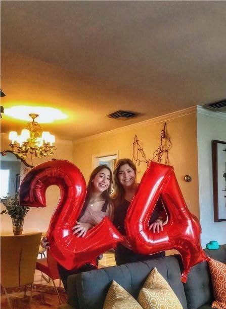 Number Balloon 40 Inch Red 4 Balloon, Red Large Numbers 4 Four Balloon Decor, 4 14 24 34 40 44 48 New Years Balloons Birthday Party Supplies