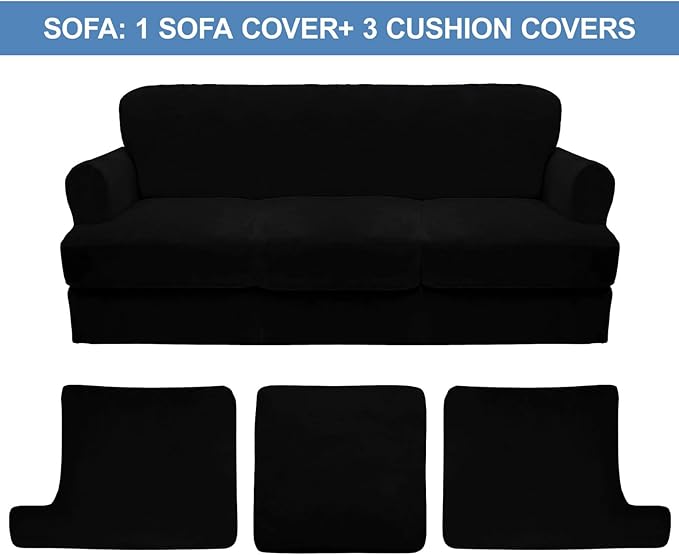 CUCRAF Cushion Sofa Cover 4 Piece Slipcovers, Soft Thick Velvet Couch Cover - Image 5