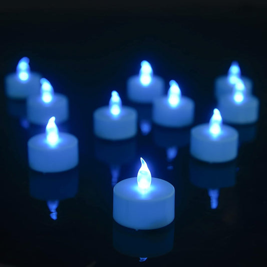LED Tea Lights Candles- 50PACK Blue Flameless Candles Realistic and Bright Flickering Long Lasting 200Hours for Holiday Celebration,Party,Home Decoration,Battery Operated