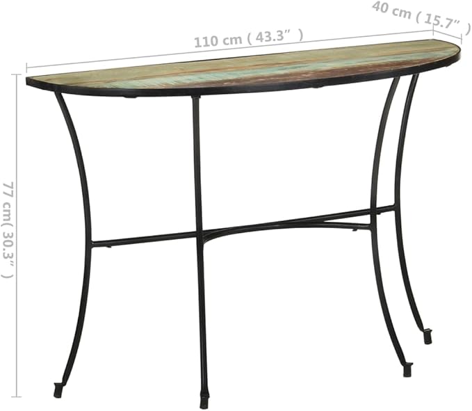 Solid Reclaimed Wood Side Table, Mixed Color Finish, 15.7x43.3x30.3 inch - Image 2