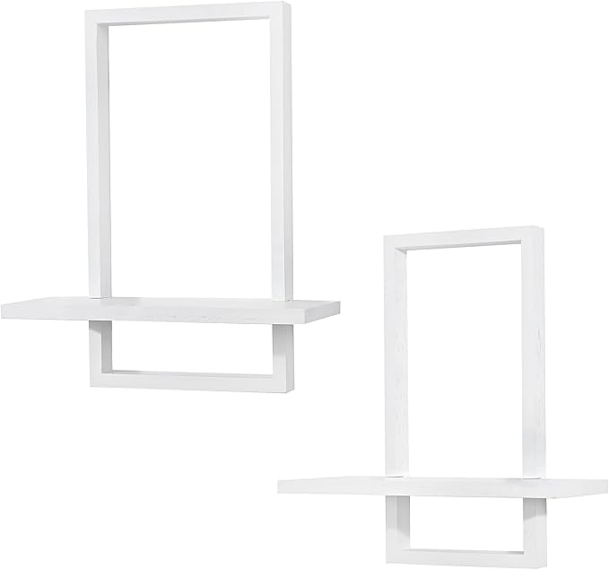 PHOENANCEE Square Wall Shelf, Framed Floating Shelves Set of 2, Decorative - Image 9