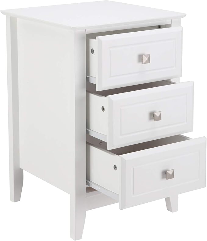 Bonnlo White Nightstand with 3 Drawers, Modern Night Stand - Image 6
