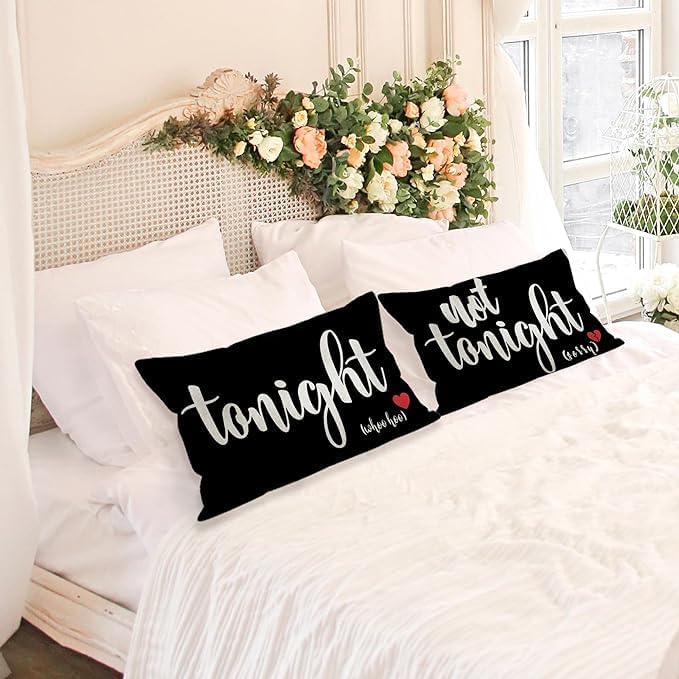 Mancheng-zi Bridal Gift,20x26 Pillow Cover,Bridal Shower Gifts,Funny Couples Reversible Linen Pillow Cover, Bachelorette Party Gifts,Bridal Gifts for Bride,Wedding Gifts for Bride(Black)