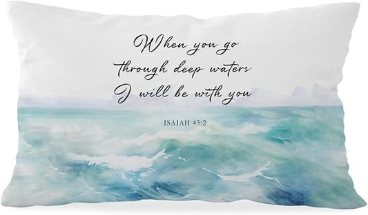 Beach Bible Throw Pillow Cover 12x20 by Unknown