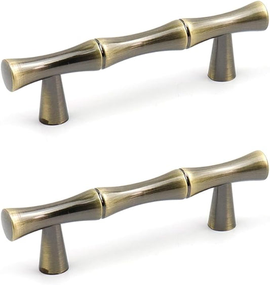 2PCS Bamboo Pull, Bronze Antique Brass Zinc Alloy Cabinet Handles, 2.5 Inch by Tighall