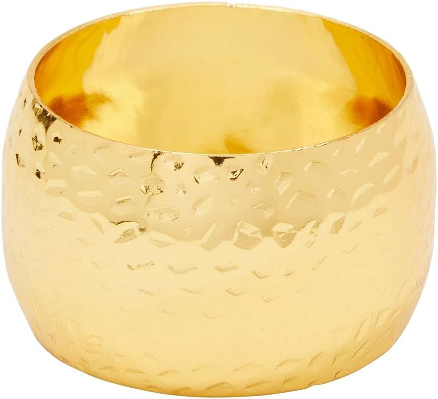 Farmlyn Creek Gold Napkin Ring Set of 12 for Weddings & Events - 1.8 x 1.8 in Zinc Metal Round - Reusable Zinc Design