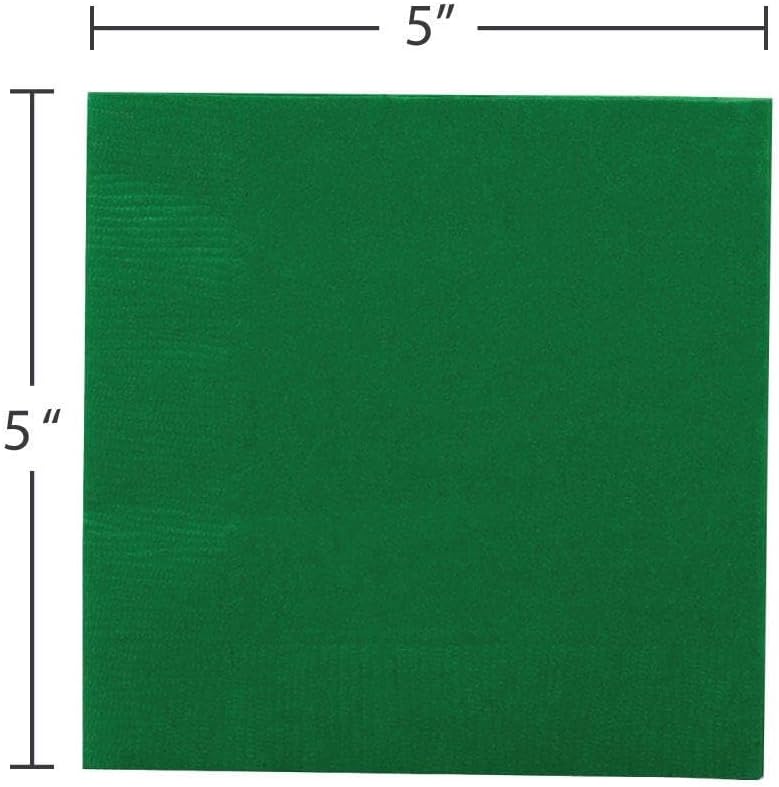 JAM PAPER Small Beverage Napkins - 5 x 5 - Green - 40/Pack
