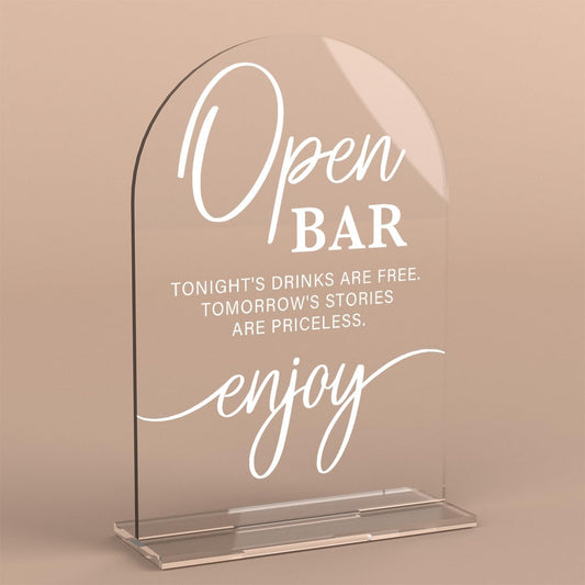 Acrylic Wedding Sign Wedding Signs for Ceremony Open Bar Sign for Wedding Modern Calligraphy Arch Acrylic Table Top Sign for Wedding Reception and Event Party Table