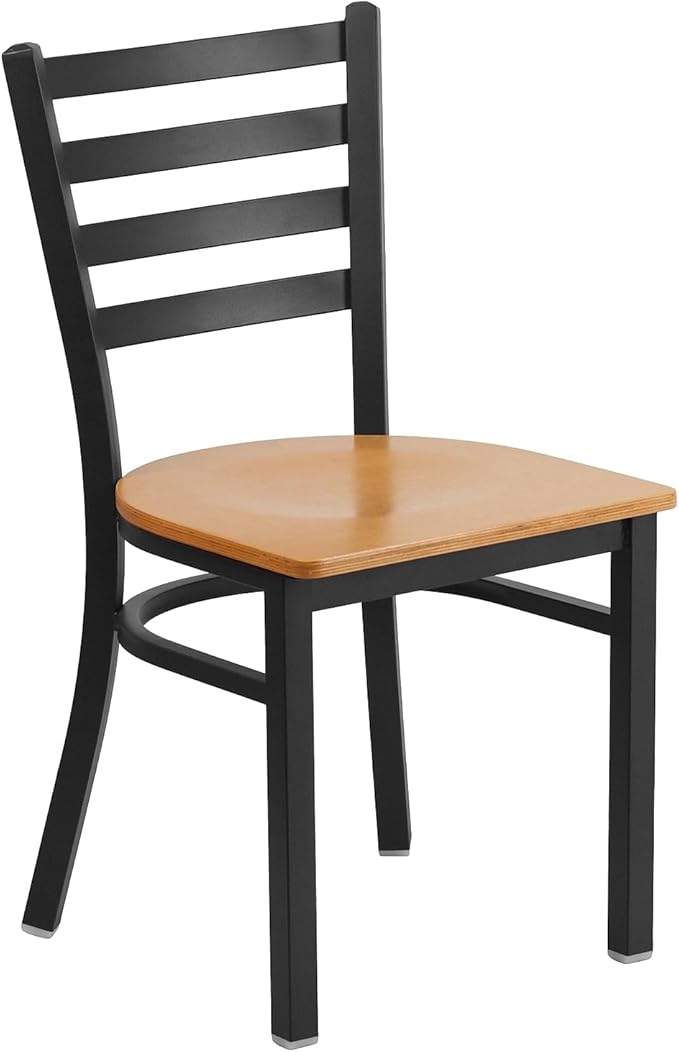 Flash Furniture 2 Pack HERCULES Series Black Ladder Back Metal Restaurant Chair - Image 6