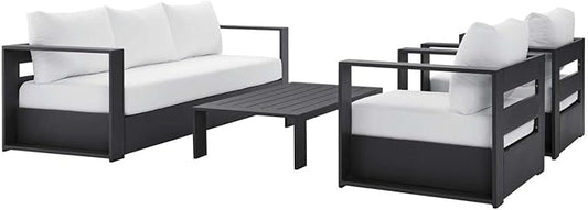 Modway Tahoe Aluminum 4-Piece Outdoor Patio Set in Gray White by Modway
