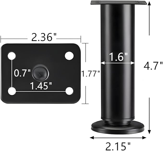 4PCS Adjustable 4.7-7.08 Inch Metal Furniture Legs Black Furniture Replacement - Image 2