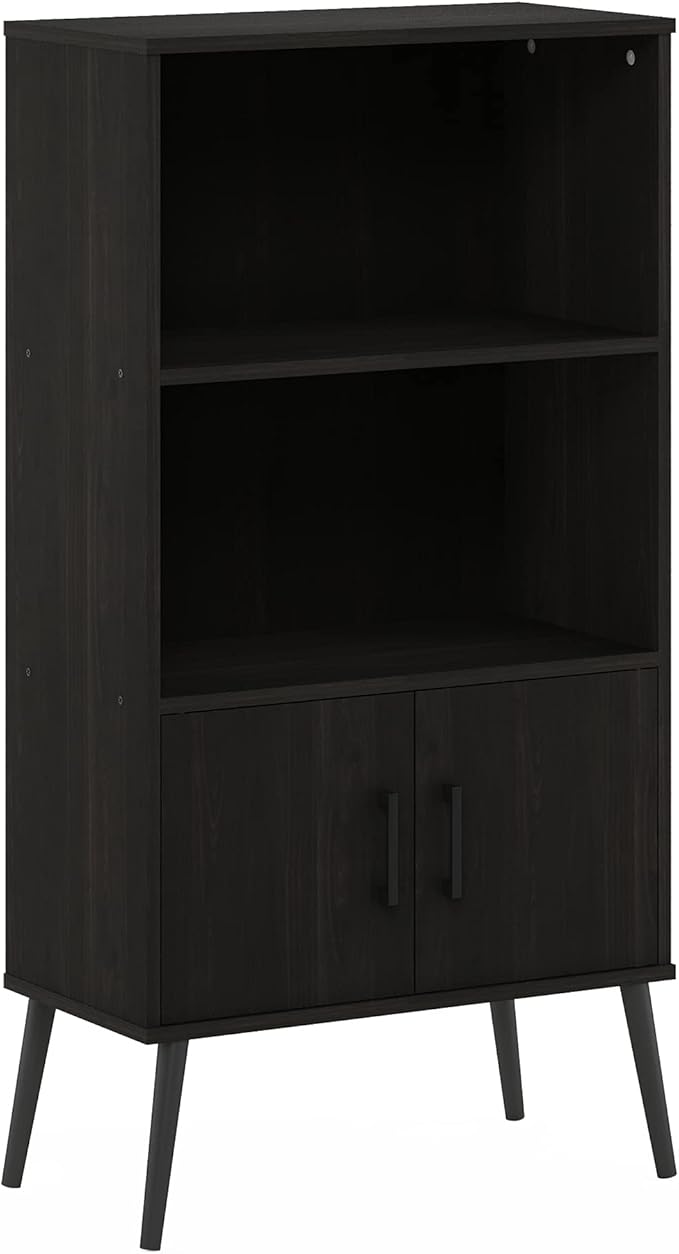 Furinno Claude Mid Century Style Accent Wooden Leg Bookcase Cabinet - Image 5