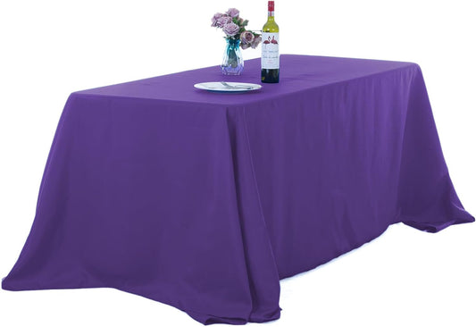 Ascoza 2pack 90x132 Inch Purple Rectangular Tablecloth 8 Feet Table Cloth in Polyester Fabric for Wedding/Banquet/Restaurant/Parties