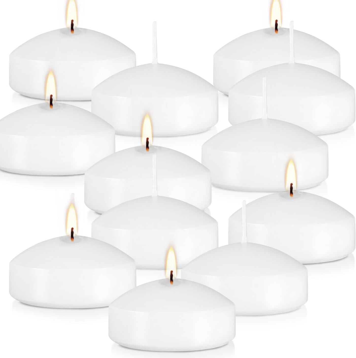 12 Bulk White Floating Candles-2 inch Unscented Tealights -for Romantic Weddings Decorations Pool Centerpieces Parties