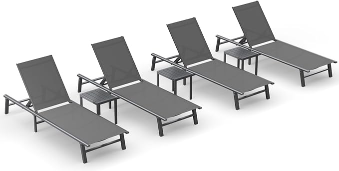 Ciokea Foldable Outdoor Lounge Chair Set of 4 by CIOKEA