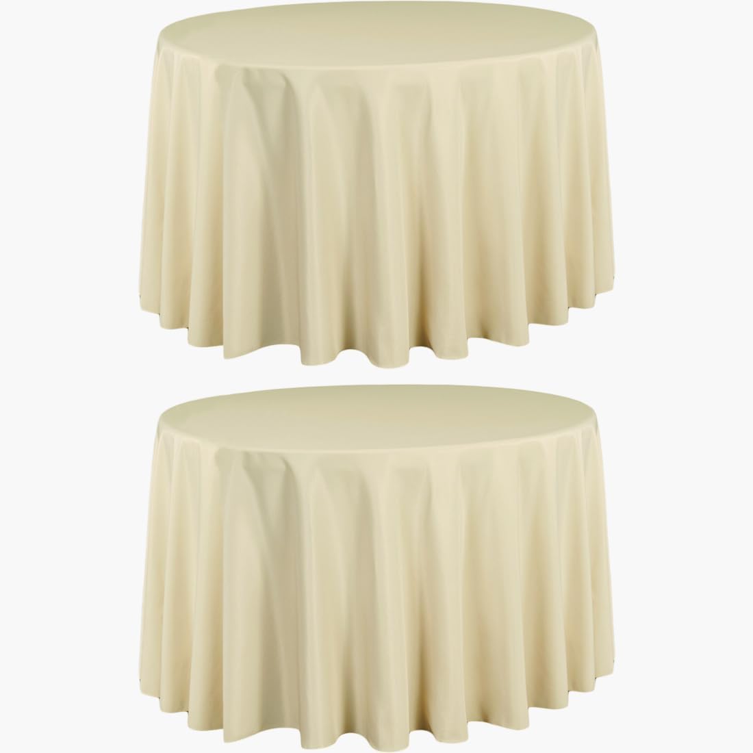 LTC LINENS 2 Pack 108 Inch Round Tablecloth Beige - Great for 48 Inch Round Table Floor Length - Wrinkle Resistant Polyester Fabric Cloth for Wedding