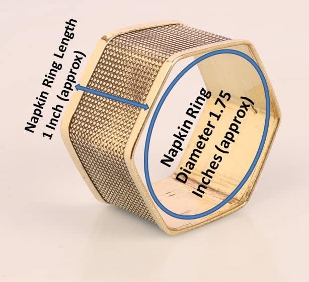 Brass Base Artistic Handcrafted Beautiful Geometric Hexagon Shape Large Size Party Dining Table Napkin Holders in Antique Gold Tone. (Set of 6).