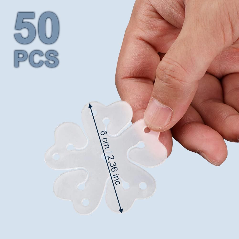 ROYALHOUSE Flower Balloon Clips Flower Shape Balloon Clips Holder 5 Balloon Clip for Party, Wedding, Baby Shower Decorations Reusable Connectors (Clear, Pack of 50)