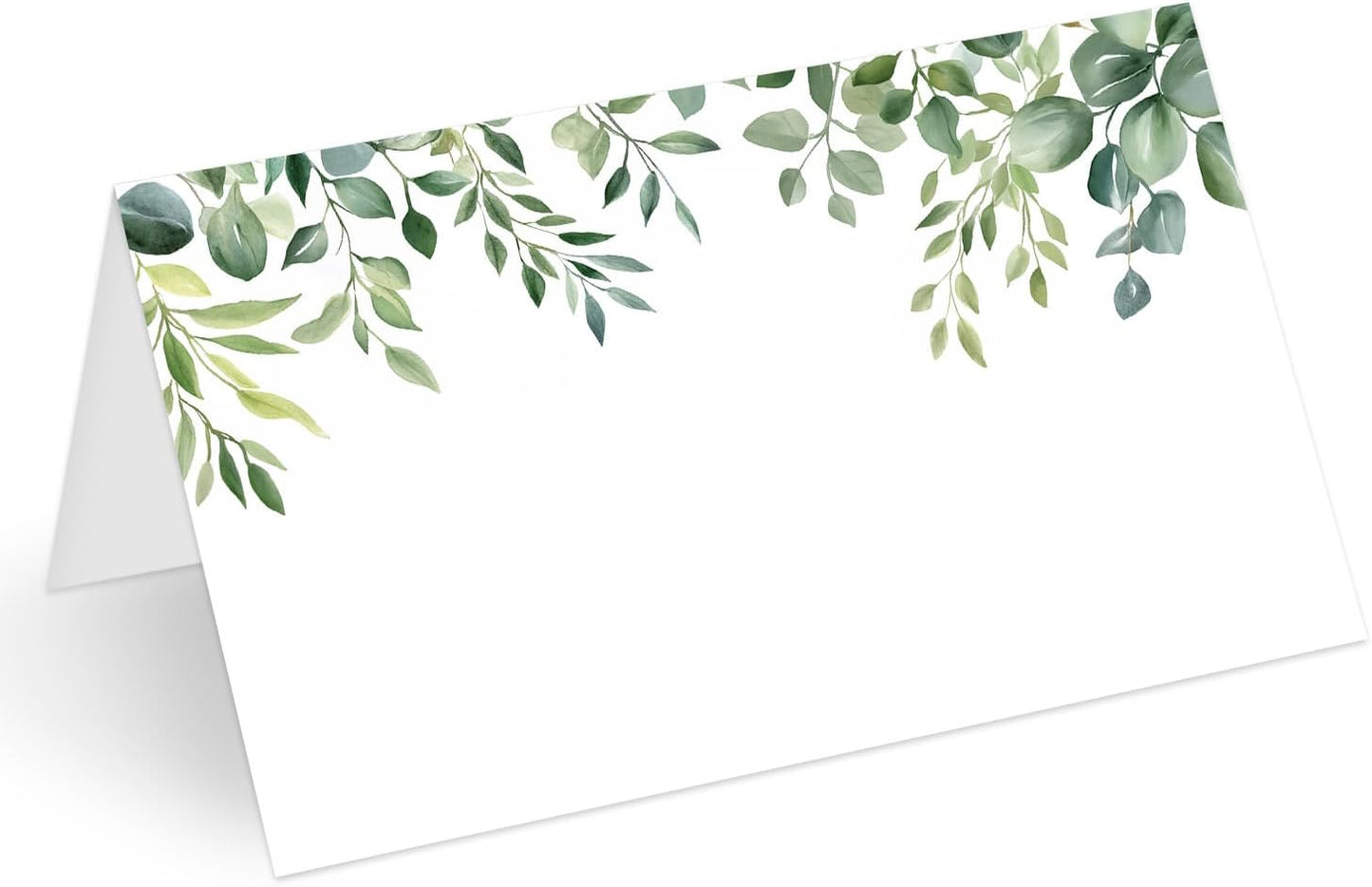 25 Pcs Greenery Place Cards, Watercolor Blank Tent Name Cards for Food Buffet, Dinner Party, Wedding Reception, Bridal Shower Table Setting -07