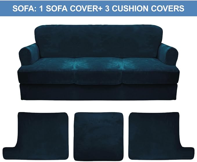 CUCRAF T Cushion Sofa Cover 4 Piece Slipcovers, Soft Thick Velvet Couch Cover - Image 5
