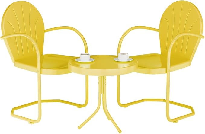 Patio Bistro Set Retro Metal Outdoor Seating Set Conversation Set 3 Pieces - Image 4