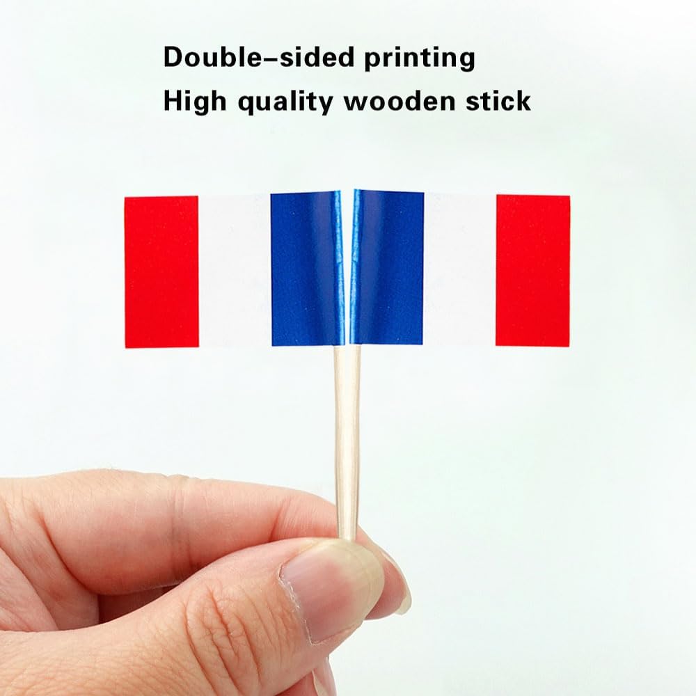 mflagperft France Flag French Flag, Small Mini France Toothpick Flags for Food, Cupcakes, Cocktails, Appetizers, Bar Party Decorations