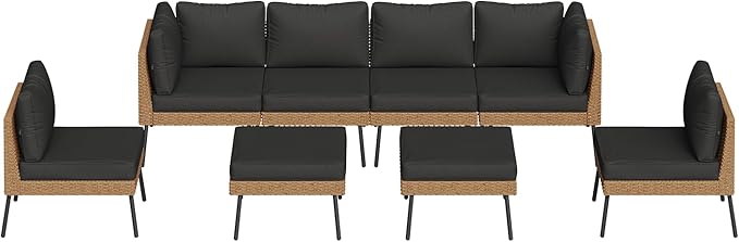 Aoxun 8 Piece Patio Furniture Set, 8 Seats Outdoor Sectional Sofas - Image 9