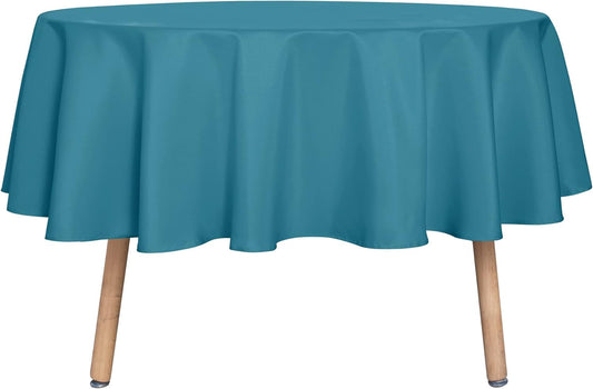 sancua Round Tablecloth - 60 Inch(Fits 20-48 Inch Tables) - Water Resistant Spill Proof Washable Polyester Table Cloth Decorative Fabric Table Cover for Dining, Buffet Parties and Camping, Teal