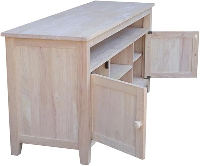 Entertainment TV Stand with 2 Doors Unfinished Solid Parawood 57"W x 18"D x 26"H - Image 7