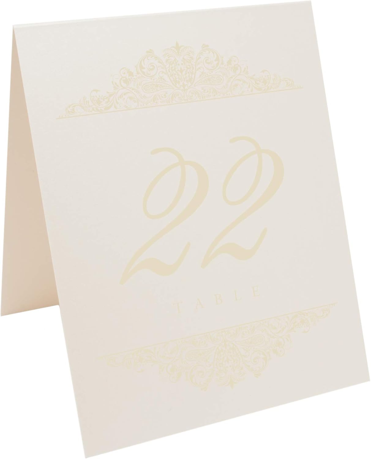 Paisley Wedding Table Numbers (Select Color/Quantity), Champagne, Ivory, 1-90, Double Sided, Tent or Use in a Stand, Great for Parties & Restaurants - Made in the USA