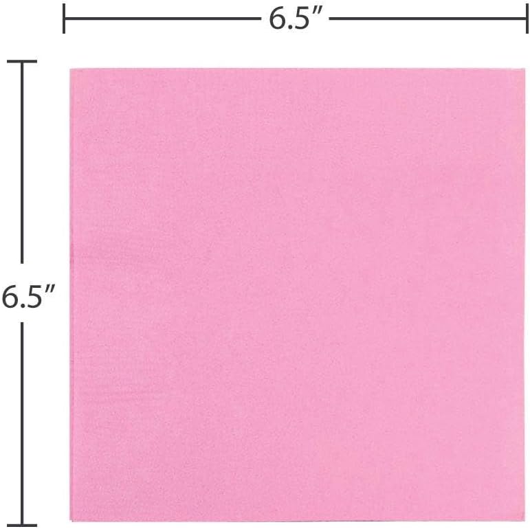 JAM PAPER Medium Lunch Napkins - 6 1/2 x 6 1/2 - Baby Pink Pastel - 50/Pack