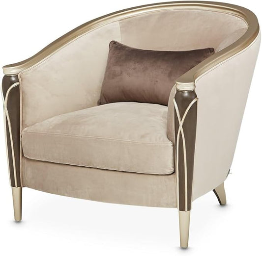 Michael Amini Villa Cherie Brown Side Chair Porcini Velvet Upholstery Solid & by Michael+Amini